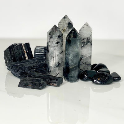 black tourmaline and tourmalted quartz for protection