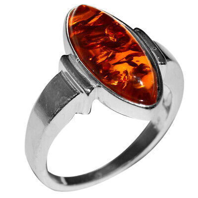 Authentic Baltic Amber Silver Ring Size 8