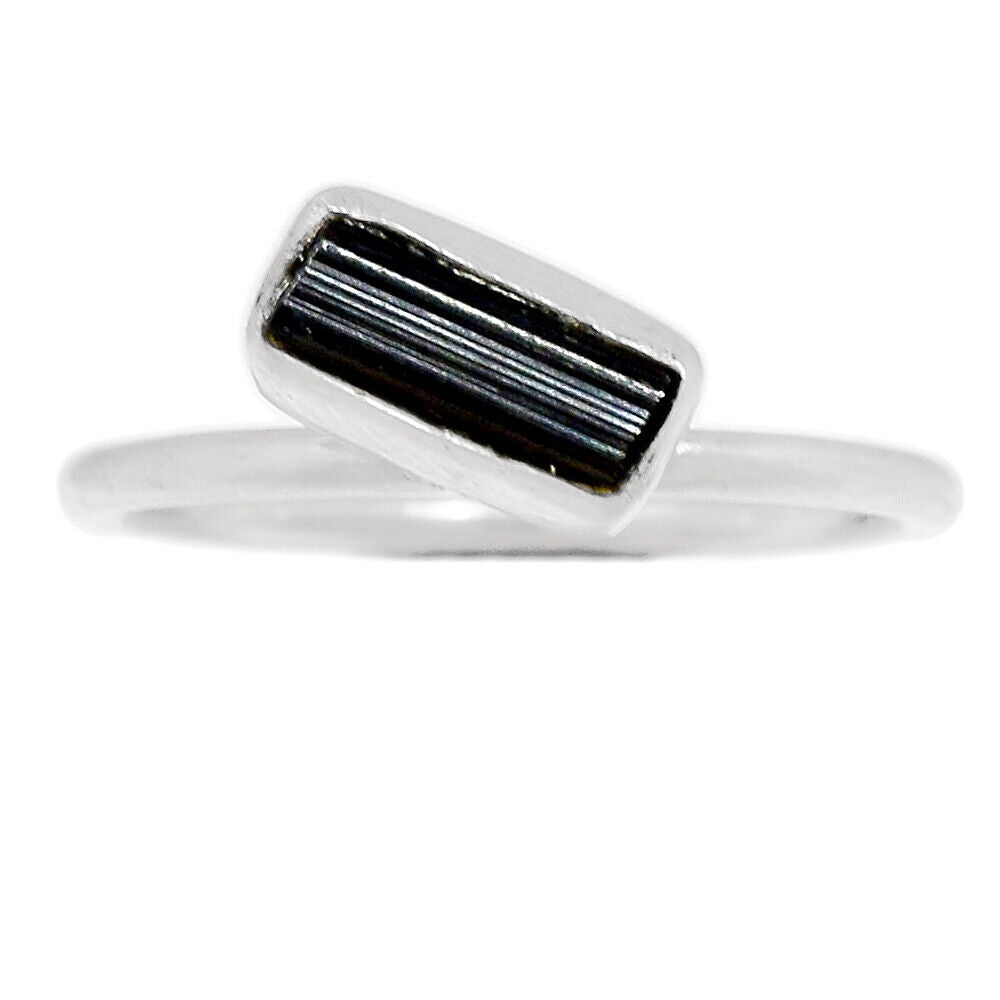 Black Tourmaline Size 7 Silver Ring