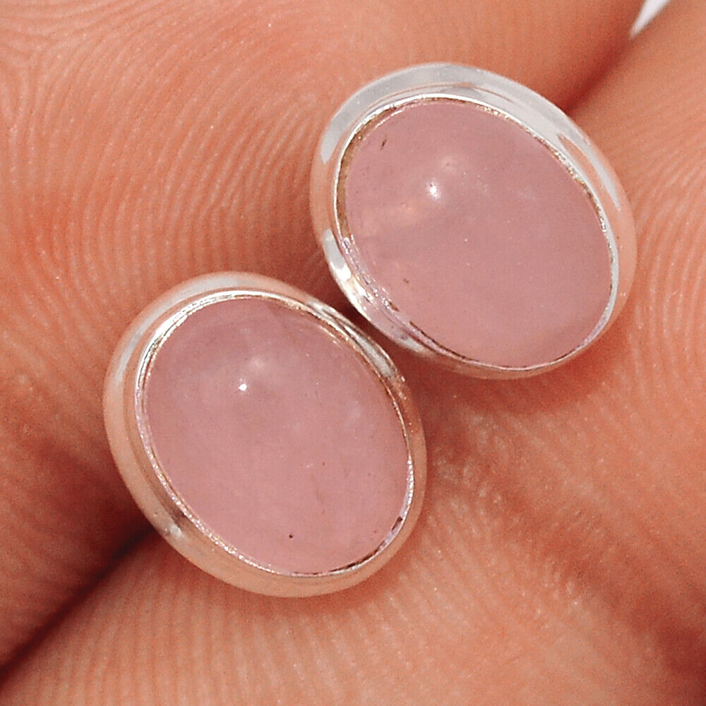 925silver rose quartz studs