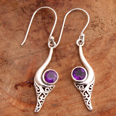 Purple Amethyst 925silver earrings