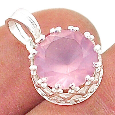 4.67cts natural pink rose quartz faceted pendant