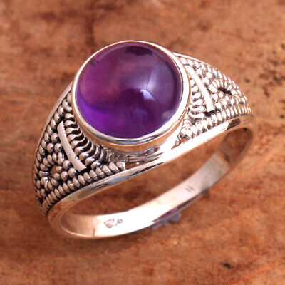 Amethyst Gemstone Silver Ring Size 8