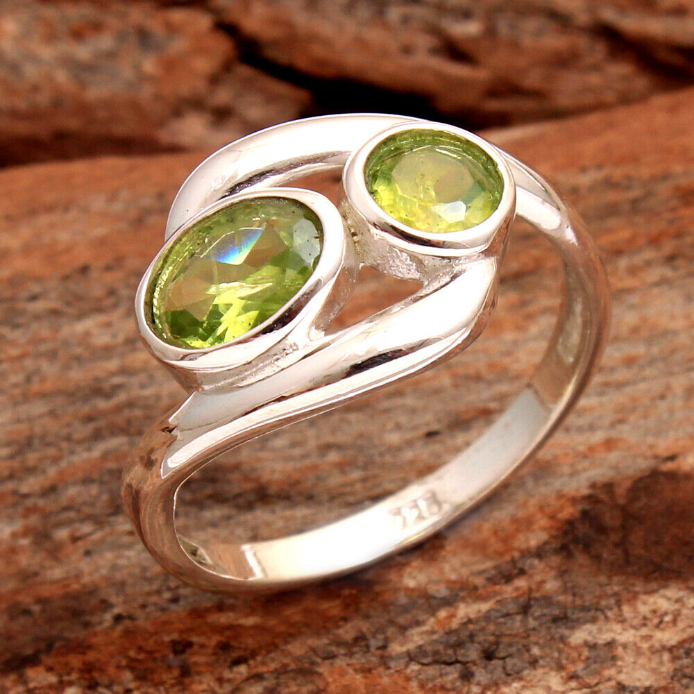 Faceted Peridot Ring Size 7.2575