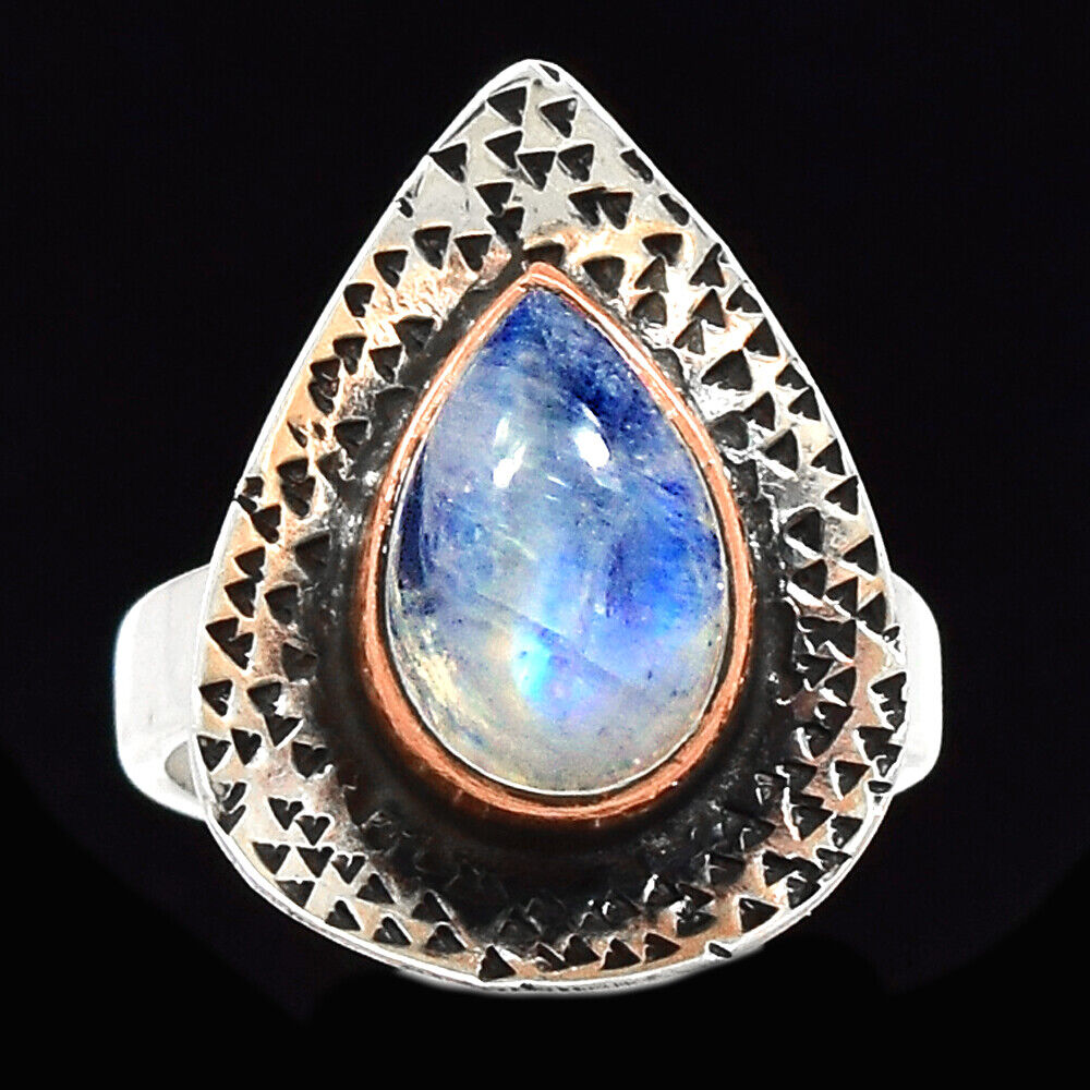 Two Tone Natural Indian Moonstone Size 7