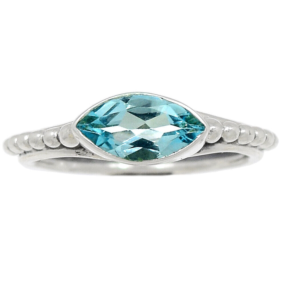 Blue Topaz Silver Ring Size 7