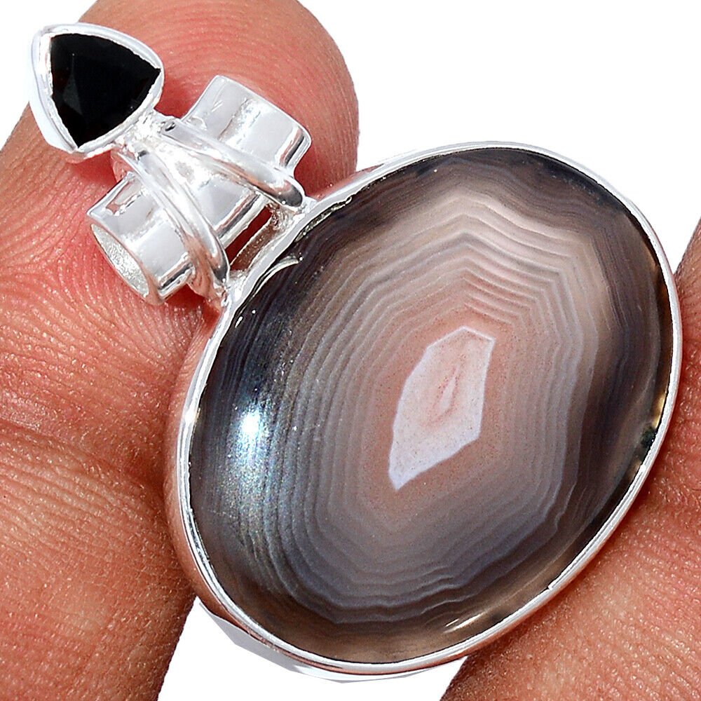 Botswana Agate & Black Onyx Pendant