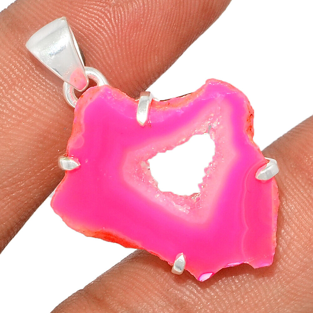 Pink Fleece Geode Druzy Pendant