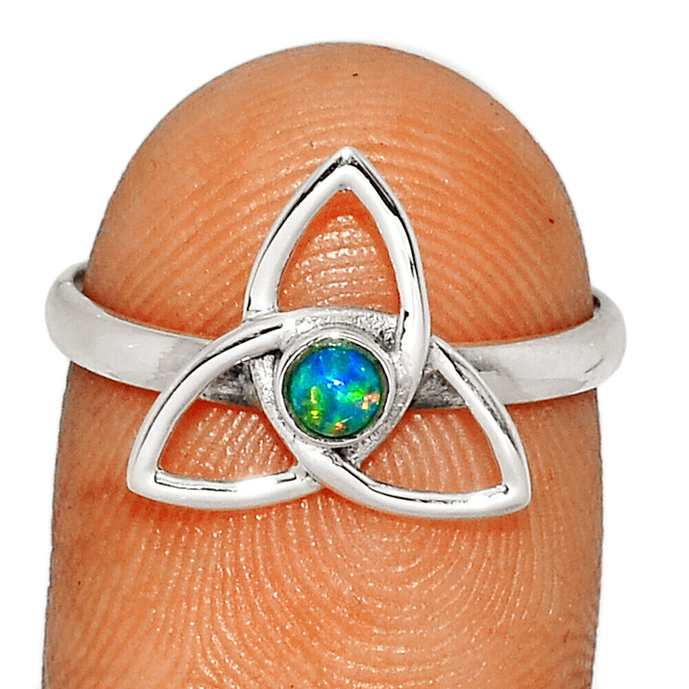 Celtic Size 7 Green Fire Opal Ring