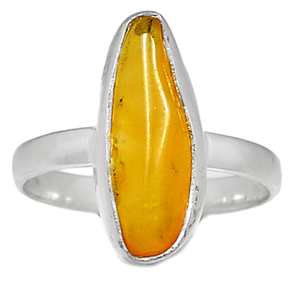 Natural Baltic Amber Silver Ring Size 7.5