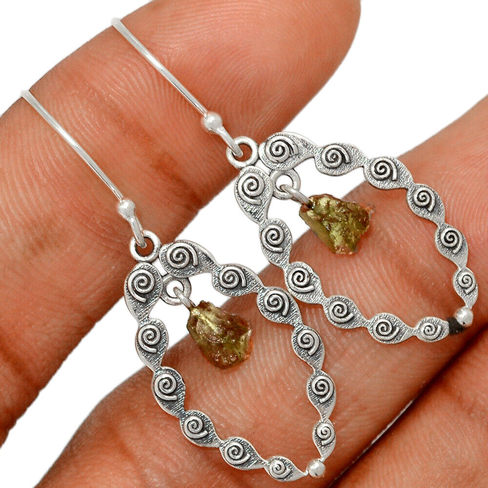 Filigree Genuine Czech Moldavite 925 silver