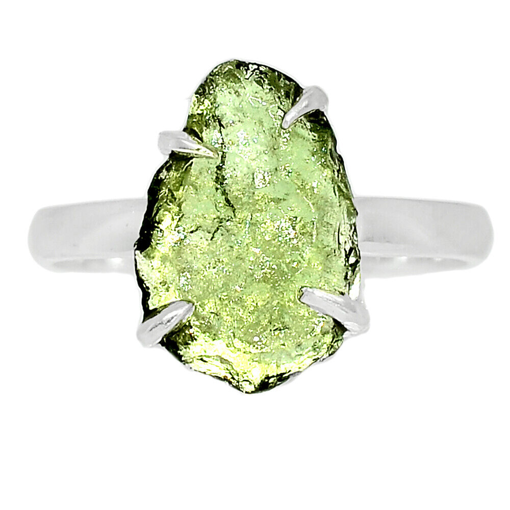 Genuine Czech Moldavite Silver Ring Size 9