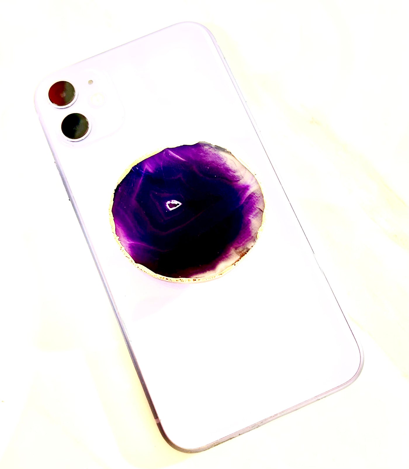 NATURAL PURPLE AGATE PHONE POP SOCKET