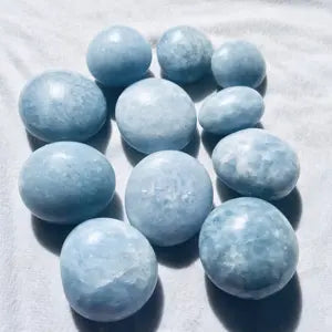 Blue Calcite Palm Stone