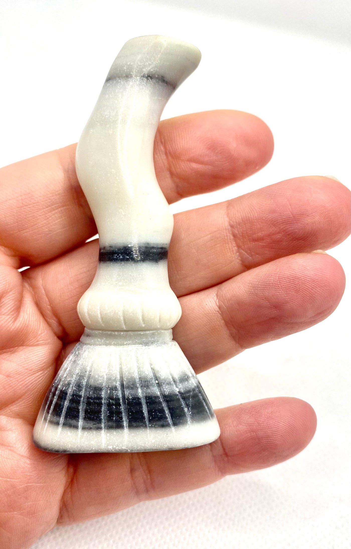 White Agate Hand Carved Witches Broom
