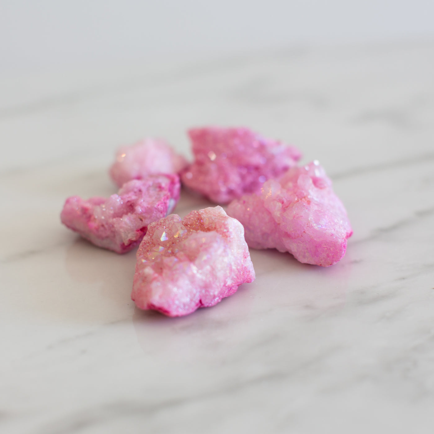 Pink Aura quartz cluster