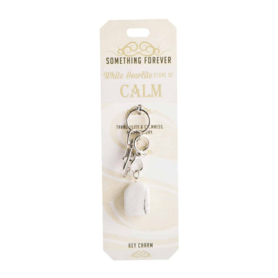 white howlite key charm keyring crystal