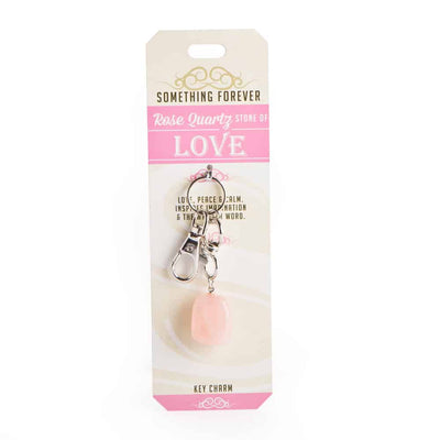 rose quartz key charm keyring crystal