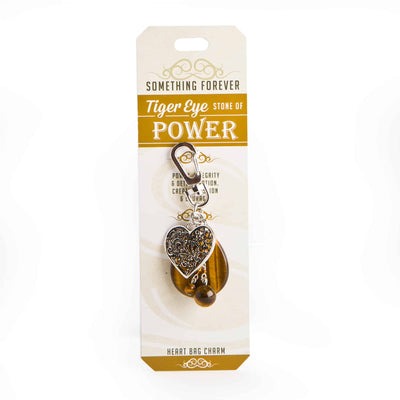 tigers eye heart bag charm keyring crystals