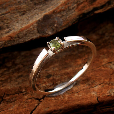 Faceted Peridot Gemstone 925 sterling Silver Jewelry Handmade Ring Size US 8.5