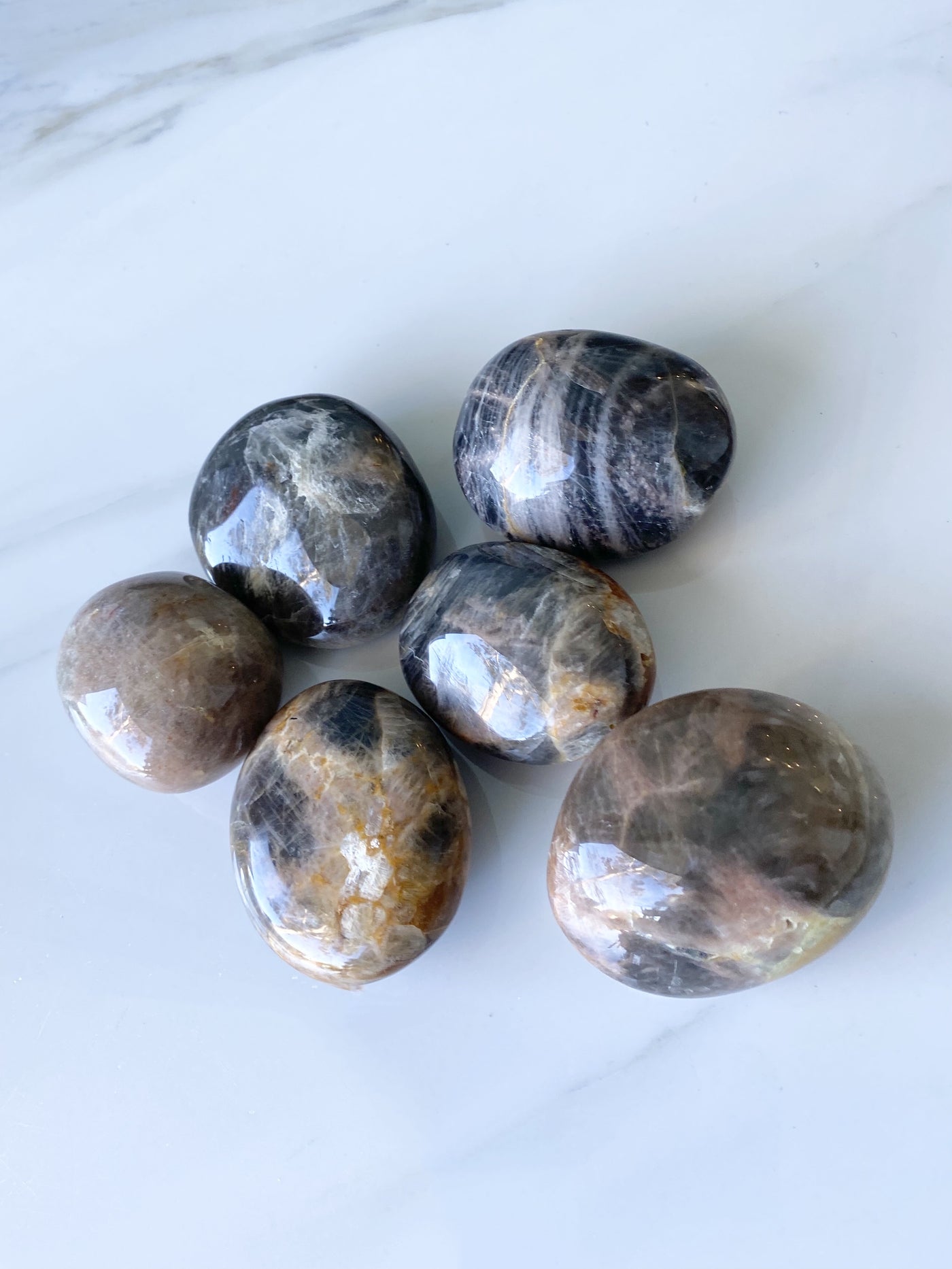 Discover the Mystical Beauty of Black Moonstone - Large Palm Stone
