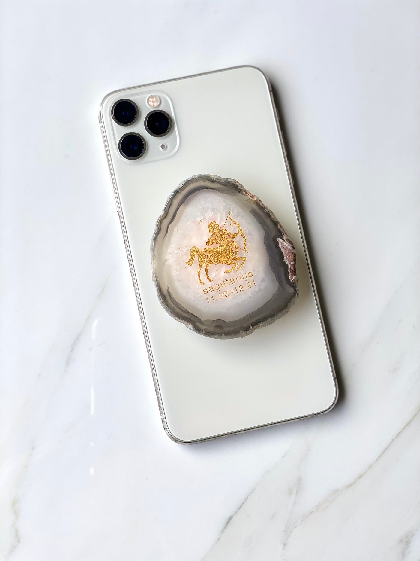 Sagittarius - Agate pop socket phone grip #2