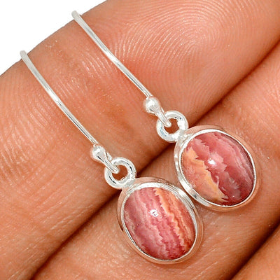 Rhodochrosite Small Silver Earrings