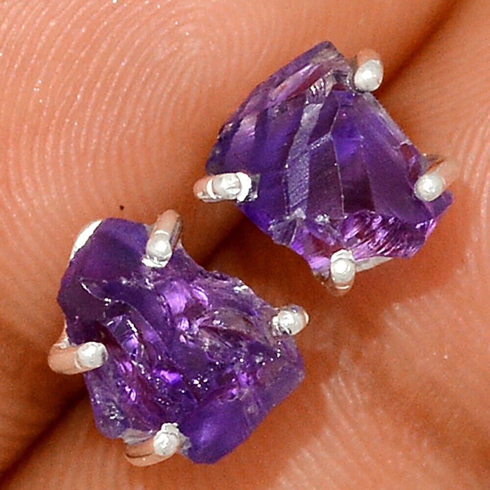 Amethyst rough stud earrings