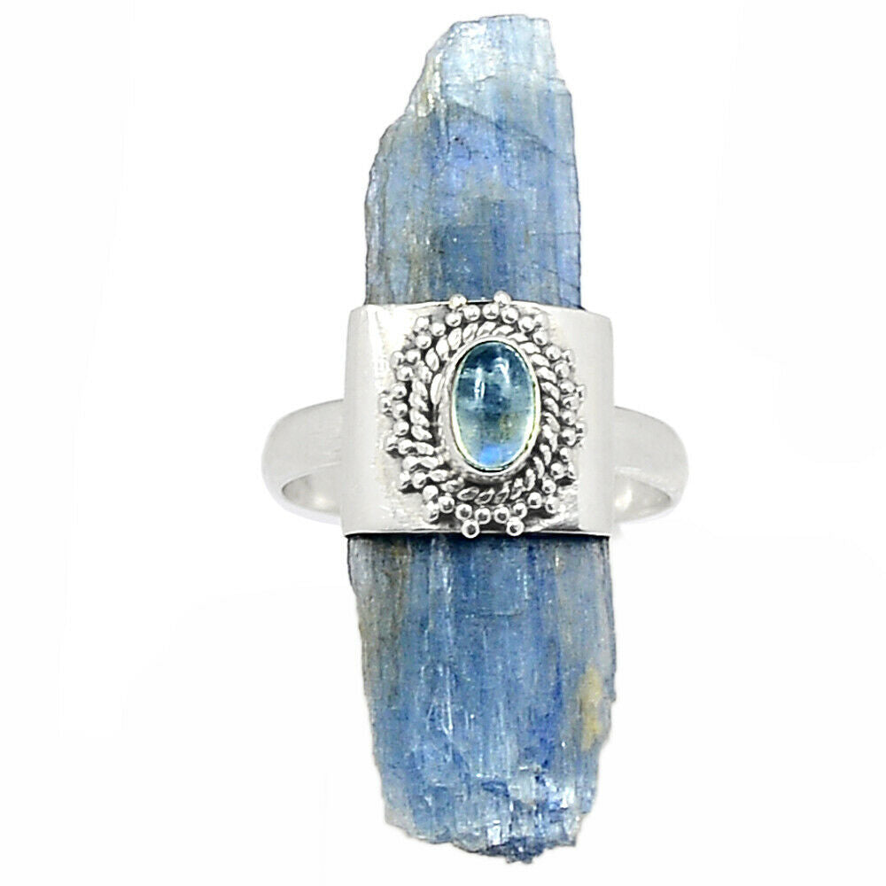 Kyanite Rough and Blue Topaz ring