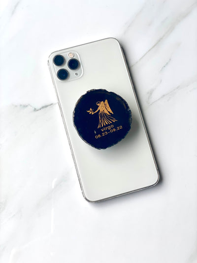 Virgo - Black Agate pop socket phone grip