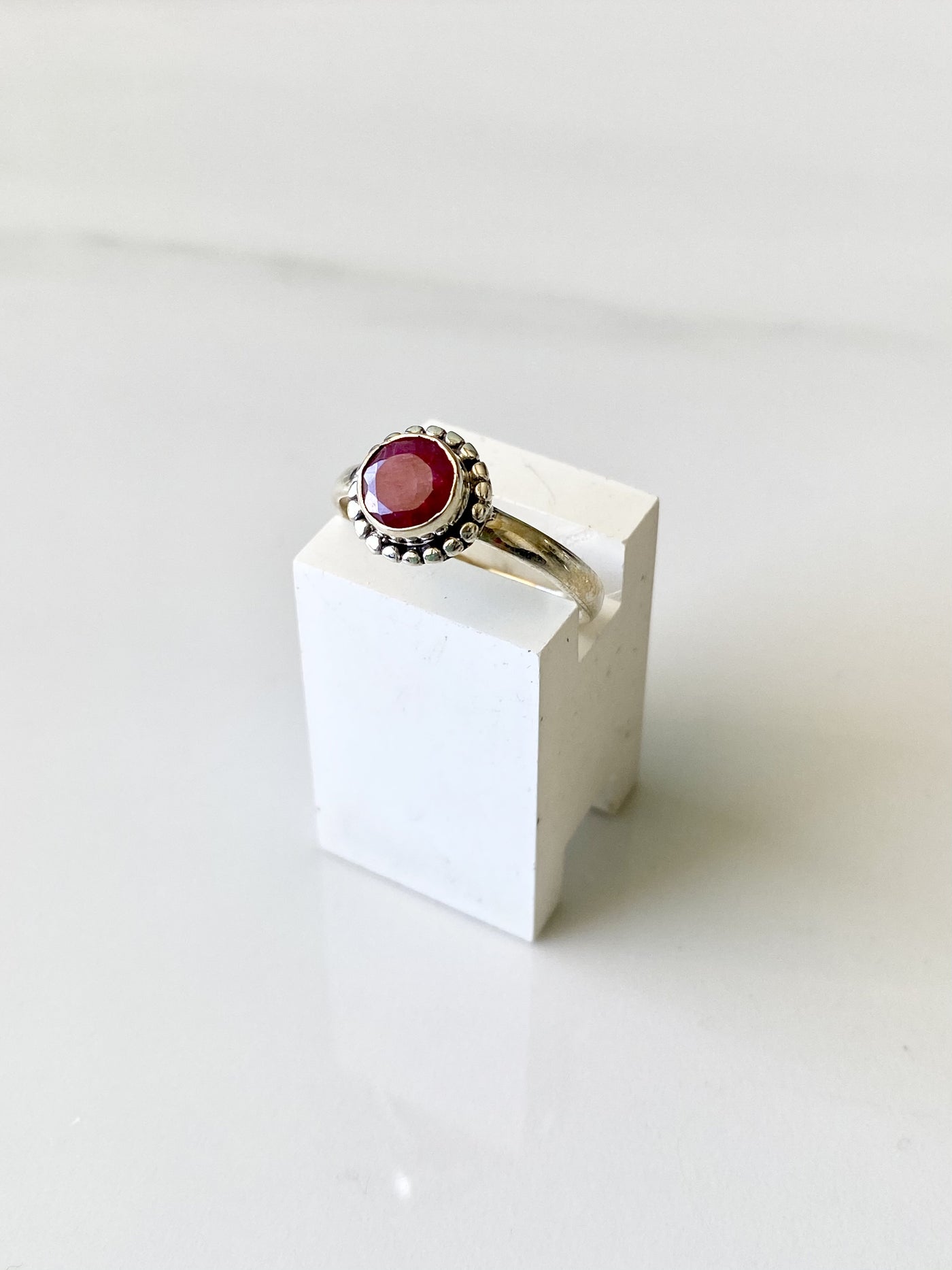 Ruby Decorative Circle Ring Size 7.5