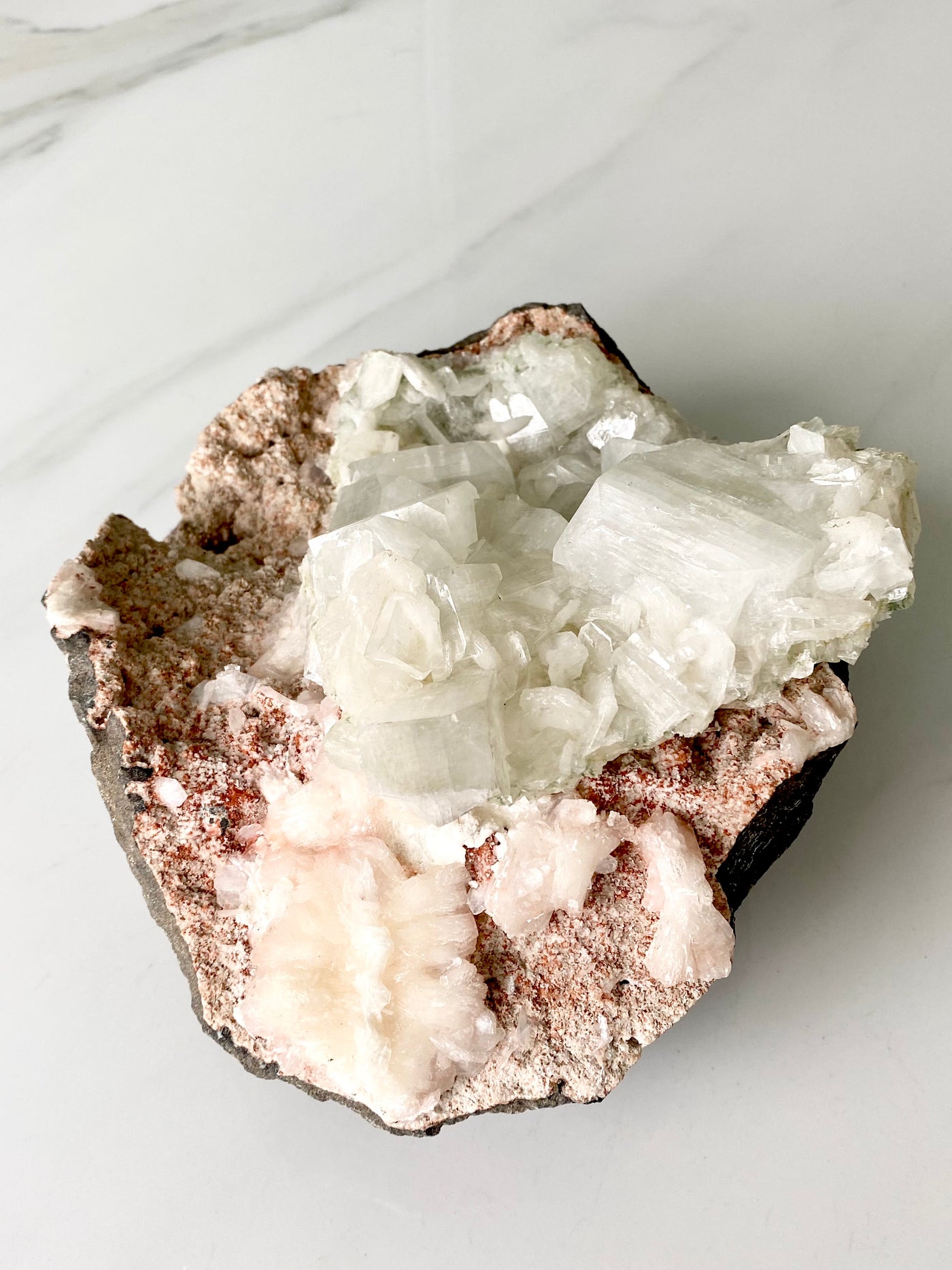 Discover Serenity and Healing with Apophyllite, Stilbite & Calcite Crystal Combination: A Harmonious Trio