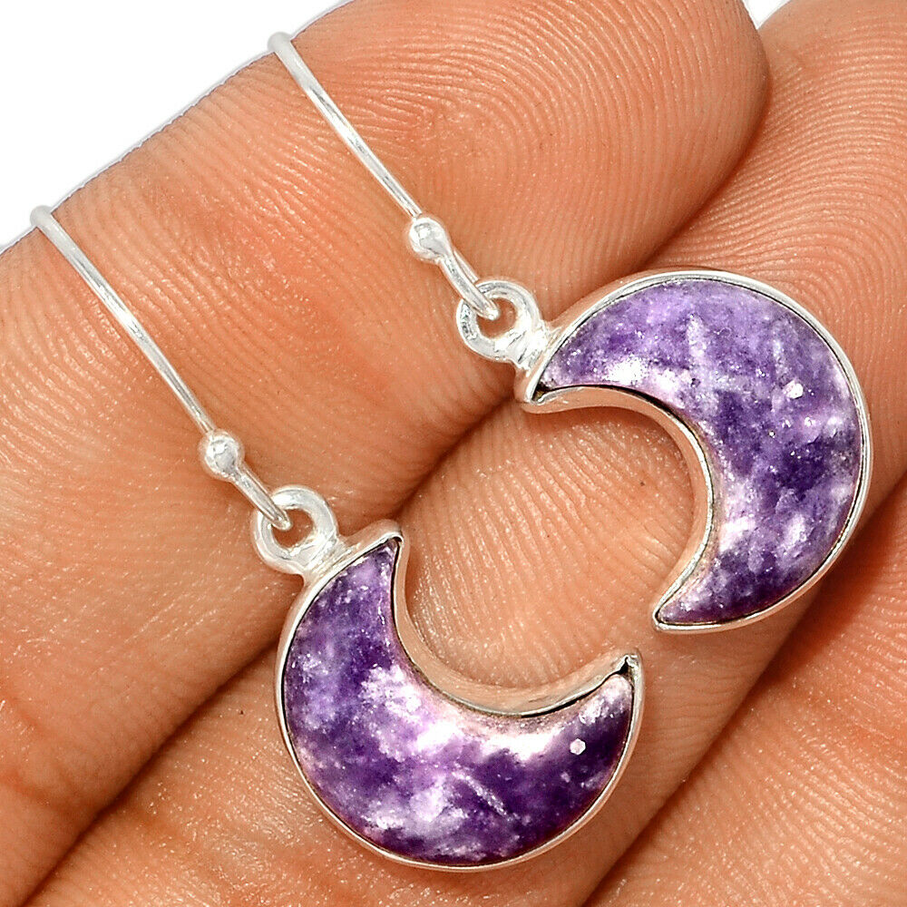 Crescent Moon - Purple Lepidolite Crescent Moon Earrings