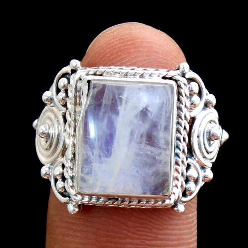 HANDMADE Solid Sterling Silver Fine Jewelry MOONSTONE Gemstone Ring Size 7.75