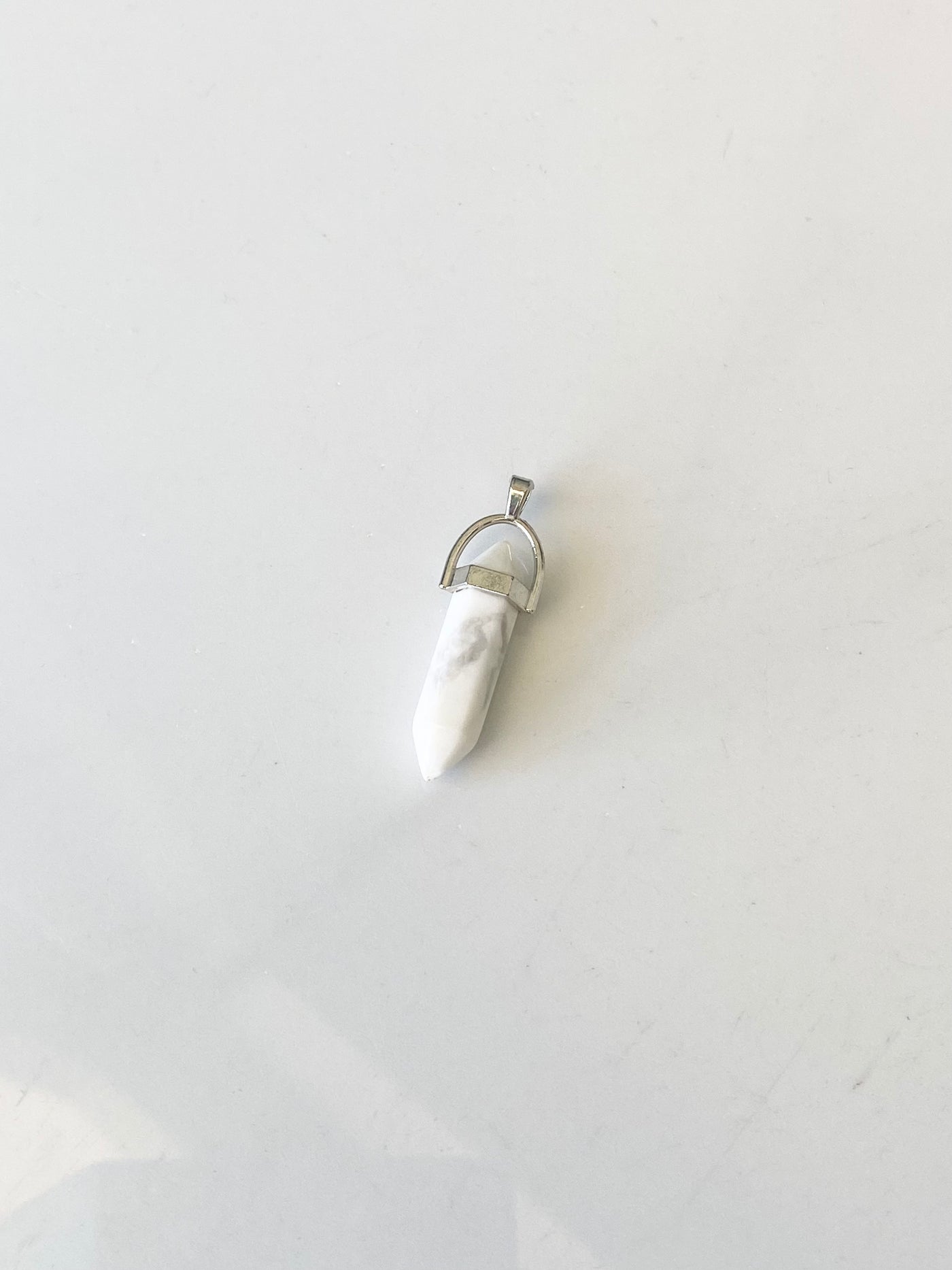 White Howlite Point Silver Pendant