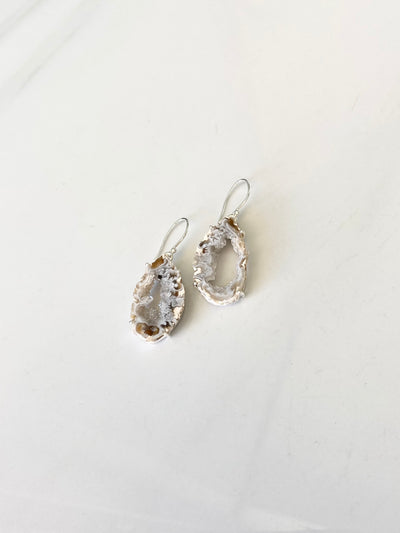 Oco Geode Druzy Silver Earrings