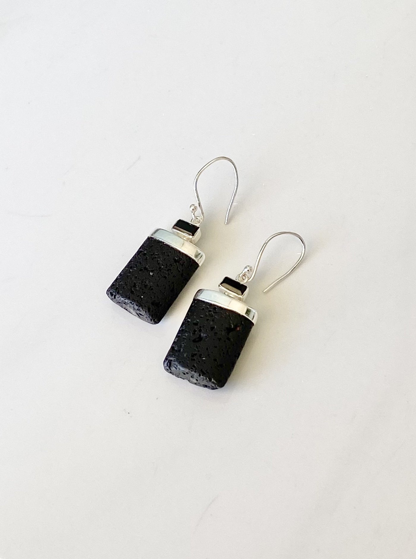 Lava stone & Black Onyx Earrings