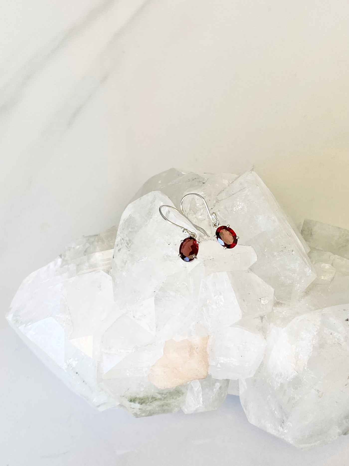 Garnet Oval Earrings