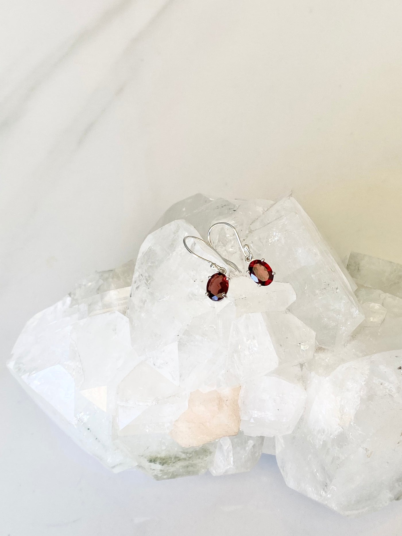 Garnet Oval Earrings