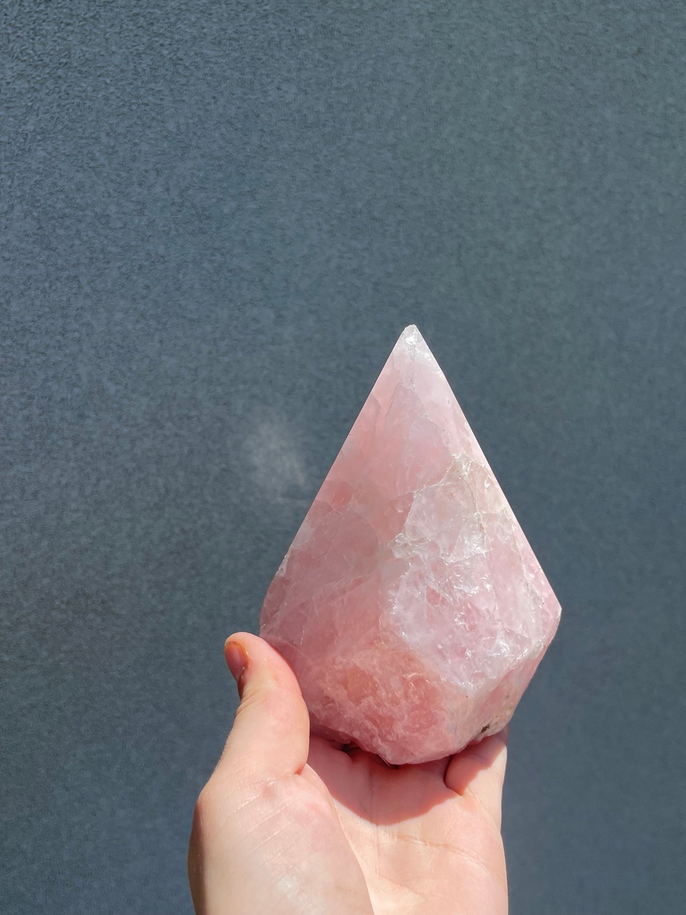 Large rose quartz irregular point