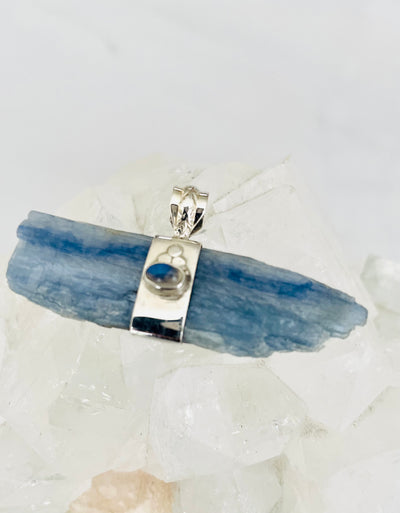 Kyanite Rough and Moonstone Pendant