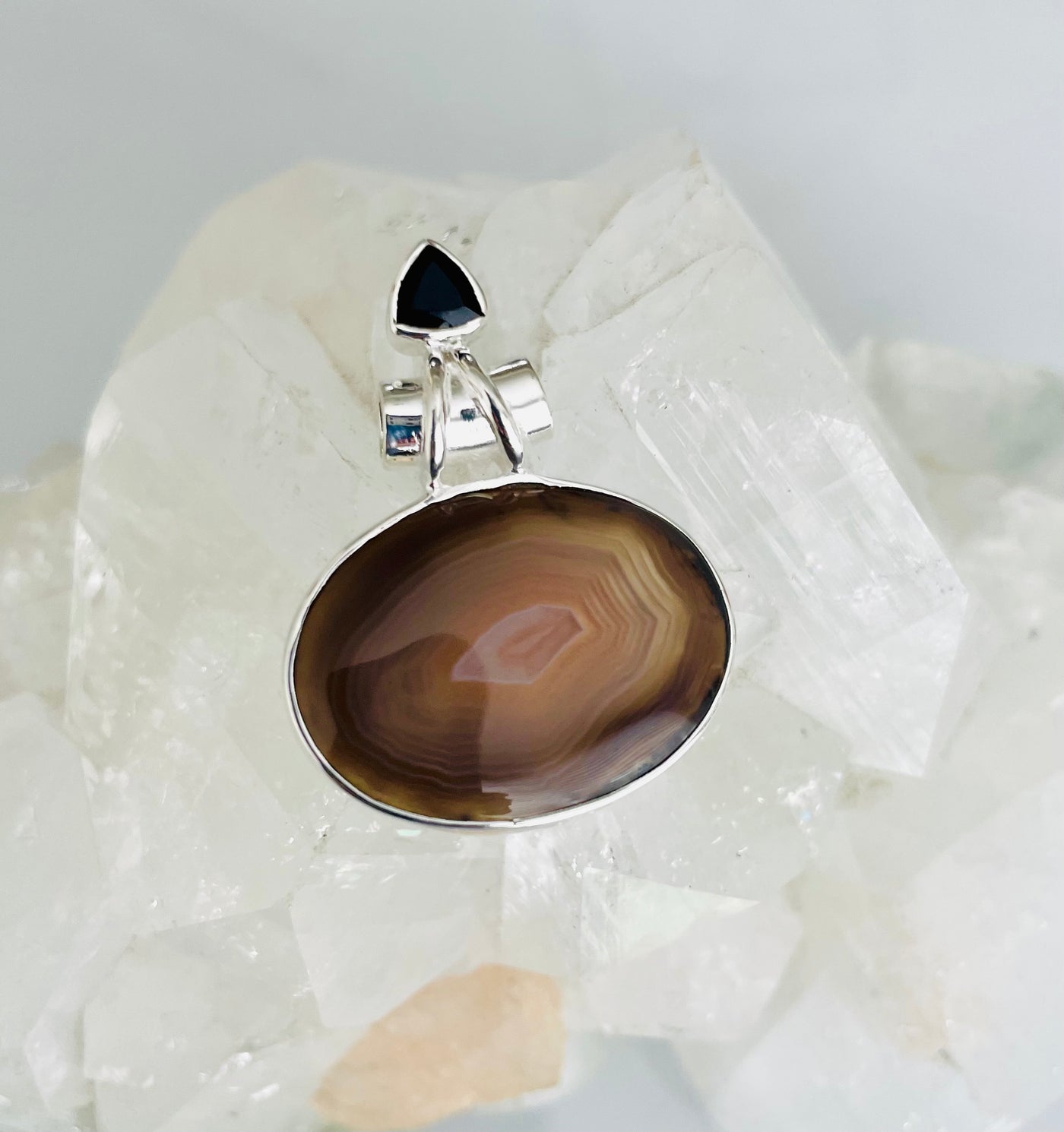 Botswana Agate and Black Onyx Pendant
