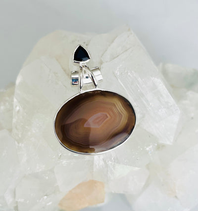 Botswana Agate and Black Onyx Pendant