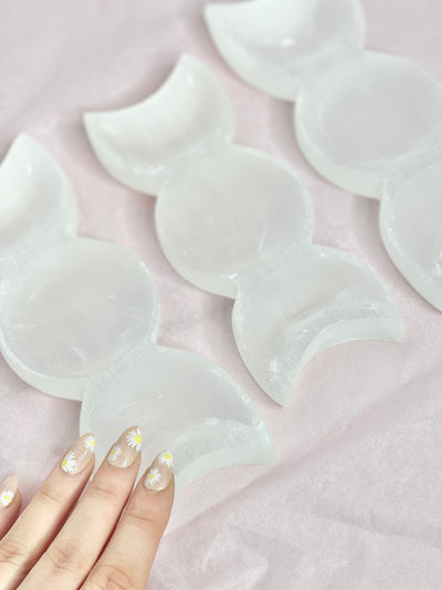 Tripple Goddess Selenite bowl