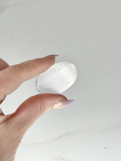 Selenite Worry Stone