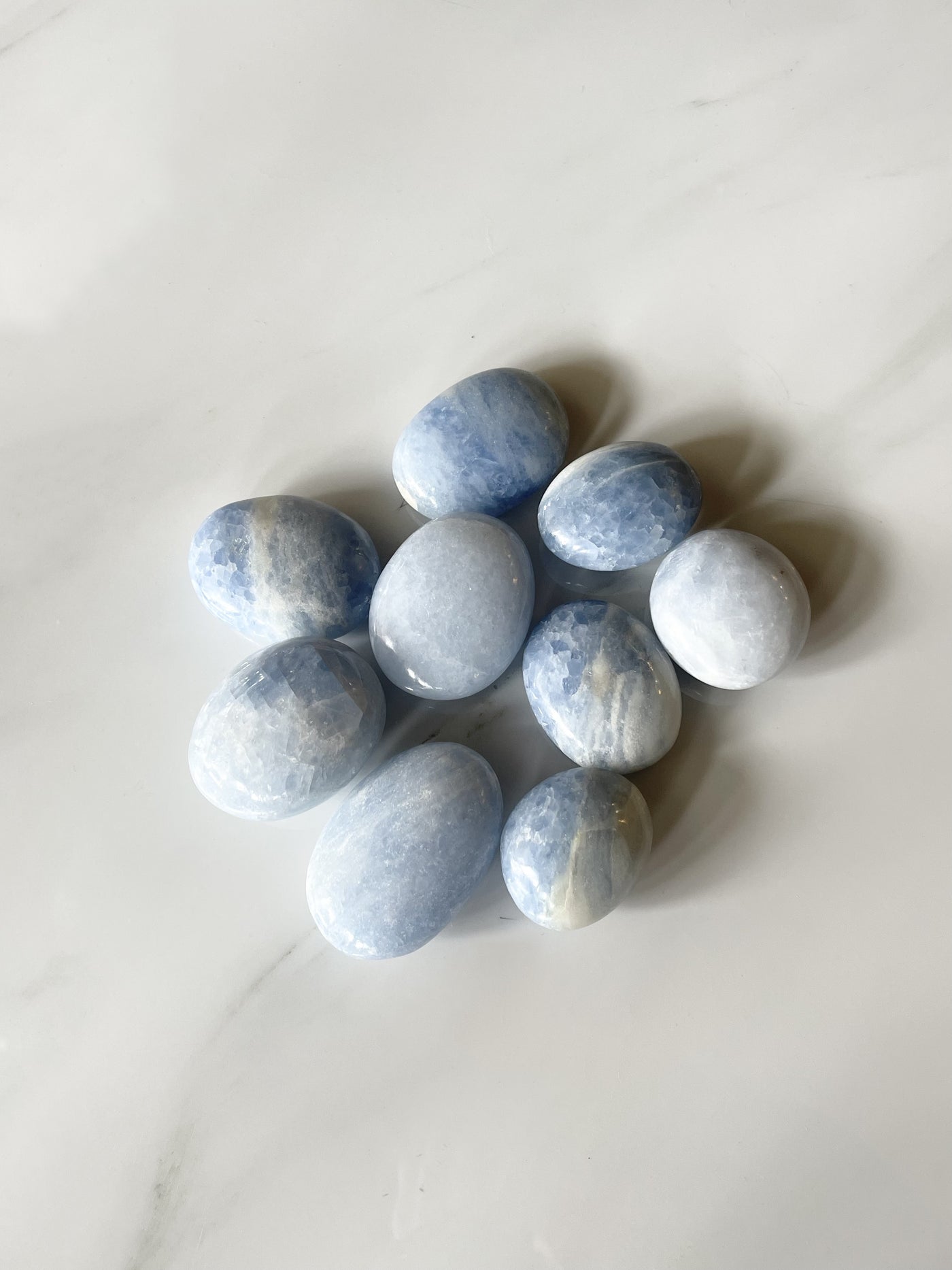 Blue Calcite Palm Stone