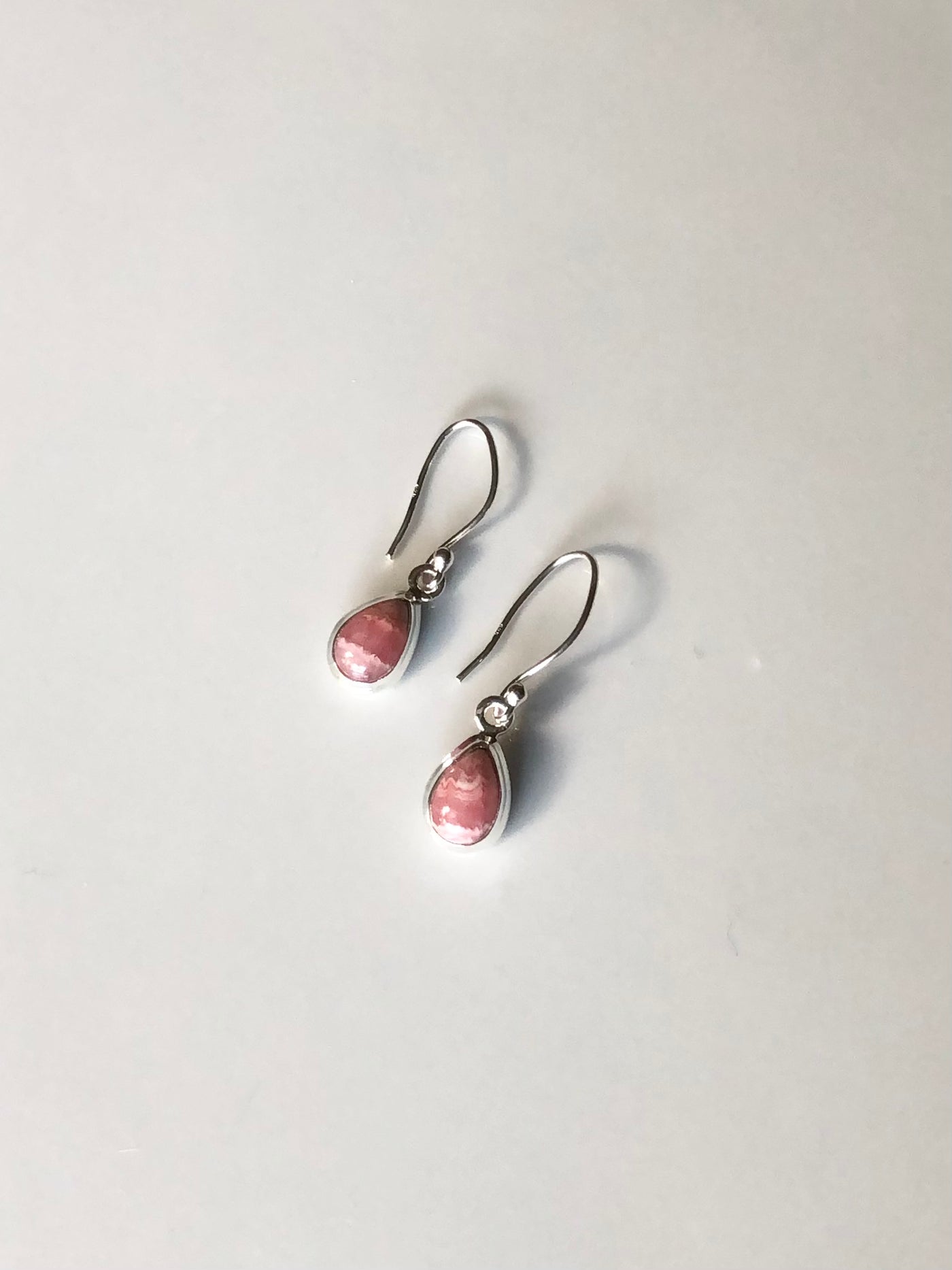 Rhodochrosite Small Silver Earrings