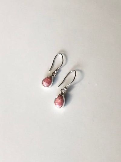 Rhodochrosite Small Silver Earrings