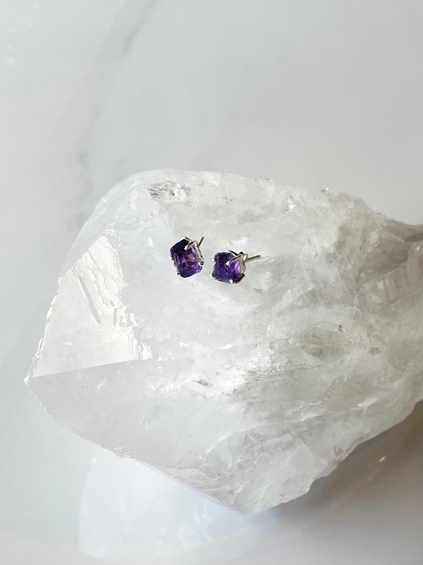 Amethyst rough stud earrings