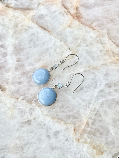 Angelite & Blue Topaz Circle Earrings